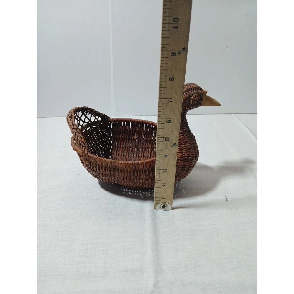 Wicker Duck Shaped Decorative Basket Brown Country Style Indoor Handmade Medium